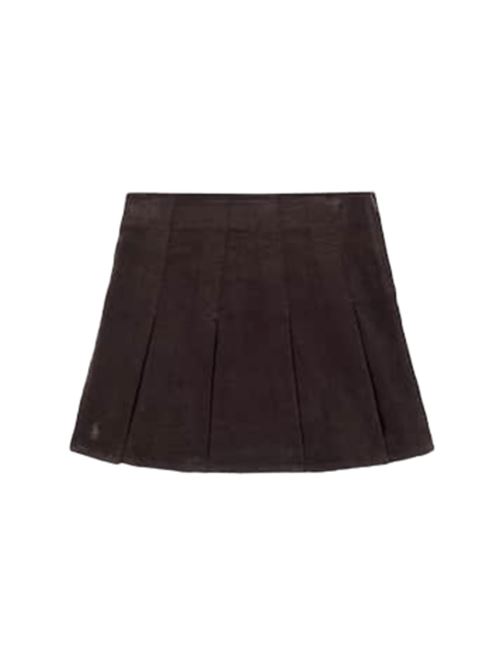 Gonna da bambina in velluto a coste, pieghe, colore marrone. POLO RALPH LAUREN | 313978831001